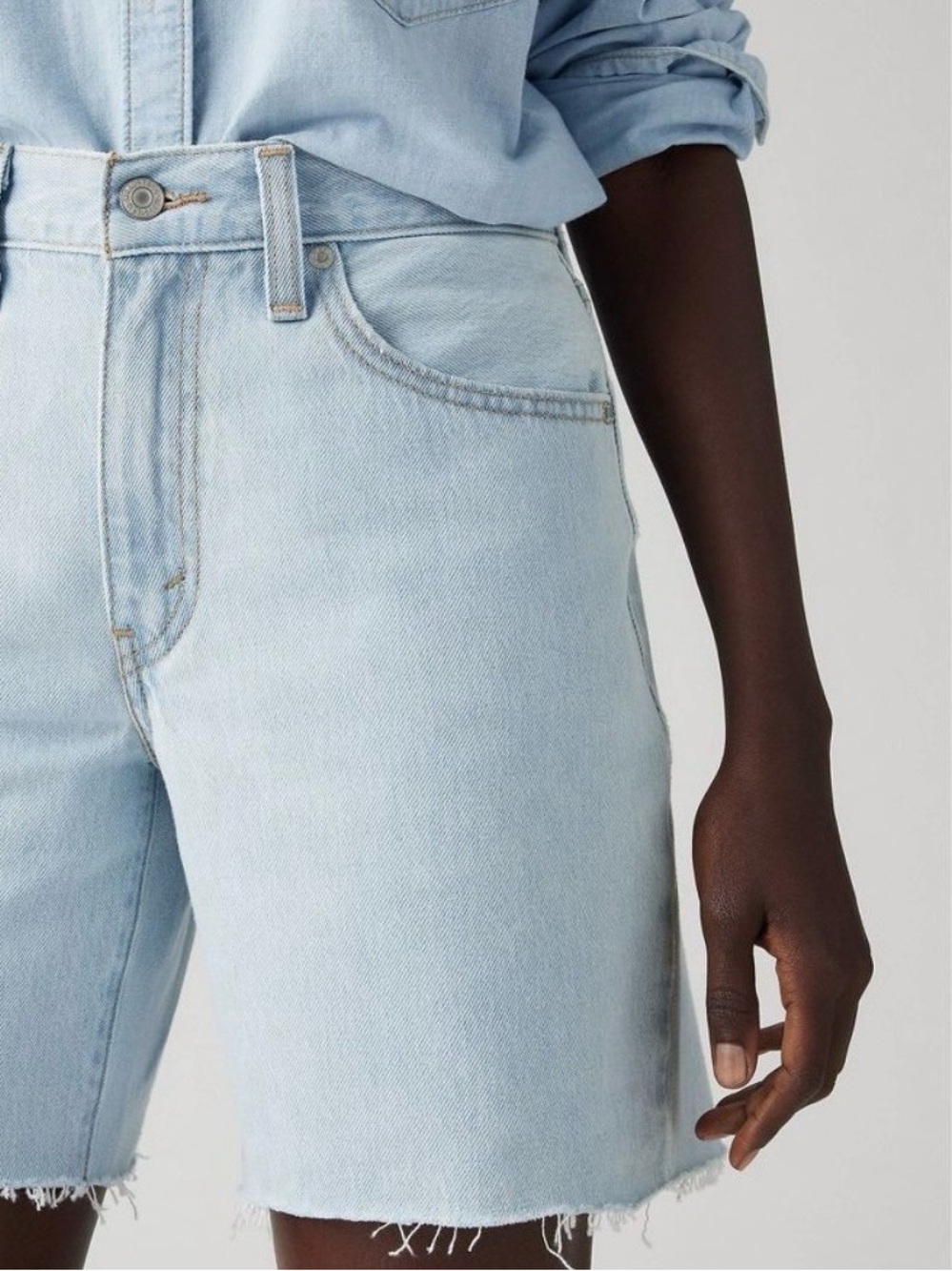 Levi's Light Blue Boyfriend Denim Bermuda Shorts 94 baggy mid rise 28-001JO0002
